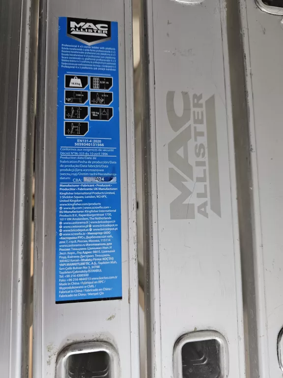 DRABINA ALUMINIOWA MACALLISTER 4 X 3 STOPNIE SKŁADANA Z PRZEGUBAMI