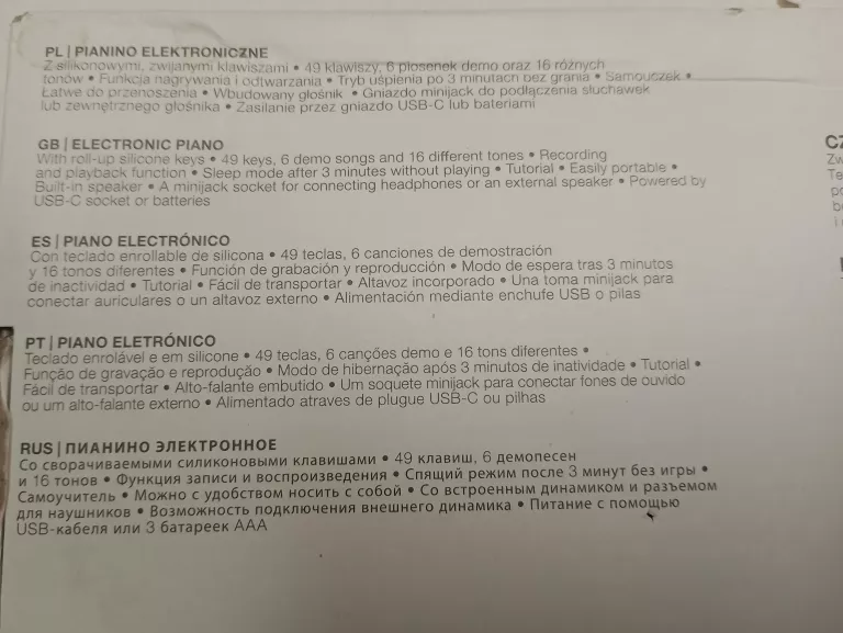 SILIKONOWE ZWIJANE PIANINO ELEKTRONICZNE HYKKER