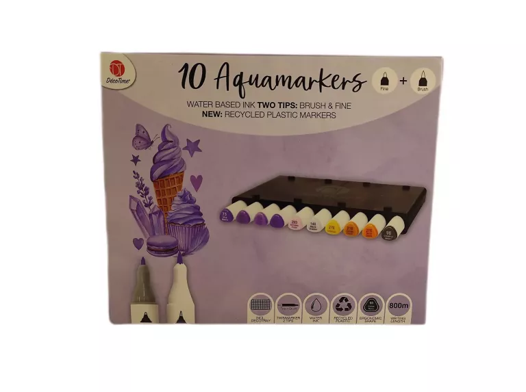 MARKERY DWUSTRONNE 10 DECOTIME 10 AQUAMARKERS LODY KRYSZTAŁY