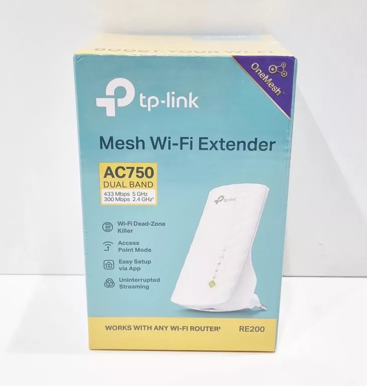 WZMACNIACZ SYGNAŁU ZASIĘGU WIFI TP-LINK RE190 V.5 DZIAŁA Z ONEMESH AC750