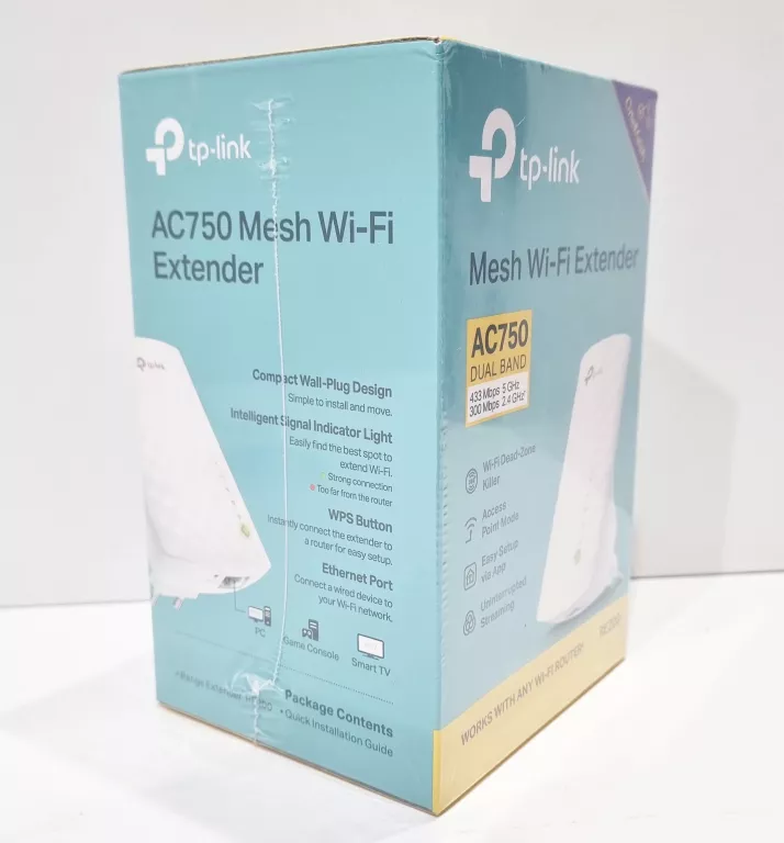 WZMACNIACZ SYGNAŁU ZASIĘGU WIFI TP-LINK RE190 V.5 DZIAŁA Z ONEMESH AC750