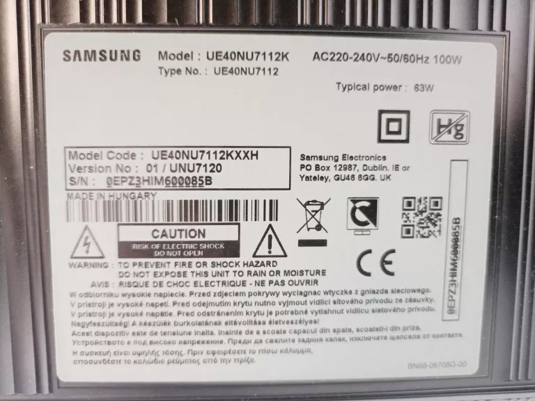 TELEWIZOR SAMSUNG UE40NU7112K