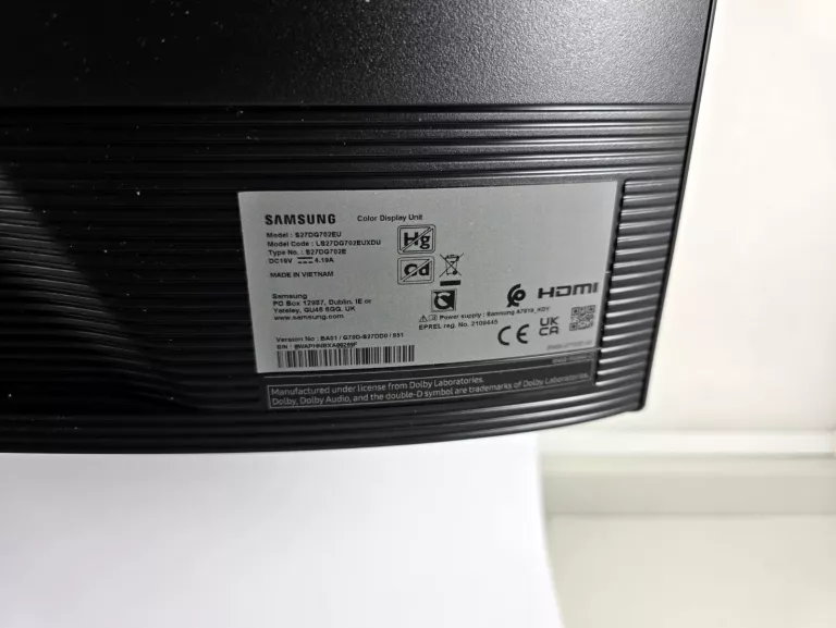 MONITOR LED SAMSUNG ODYSSEY G7 S27DG702EU 27'' 4K FAST IPS 144HZ 1MS GAMIN