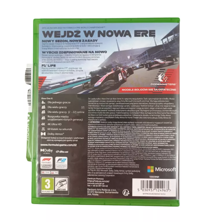 GRA NA XBOX ONE F1 22