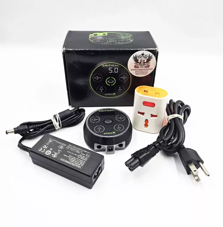 ZASILACZ MASZYNKI DO TATUAŻU CRITICAL ATOM X + KABLE + PUDEŁKO