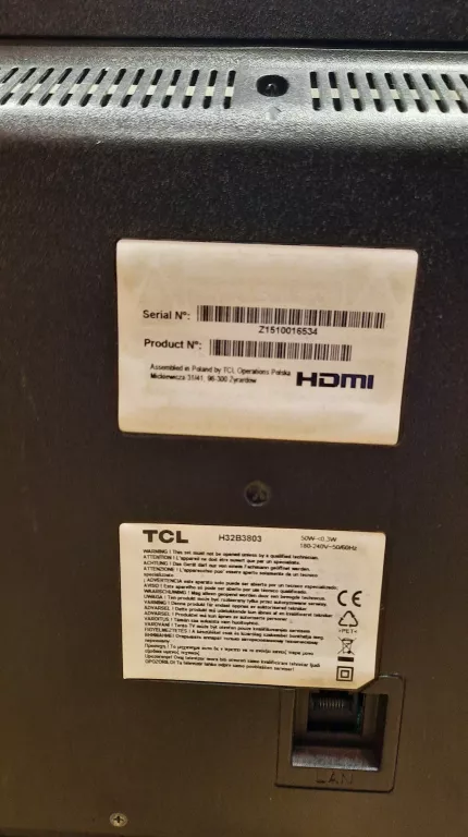 TELEWIZOR TCL H32B3803 HD READY 32 CALE USB HDMI /*OKAZJA*