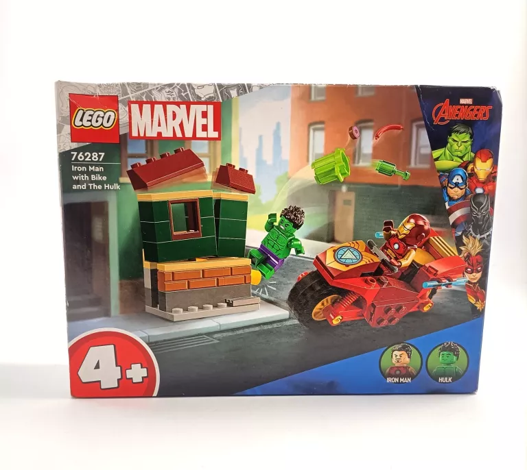 ZESTAW KLOCKÓW LEGO MARVEL 4+ IRON MAN Z MOTOCYKLEM THE HULK 76287