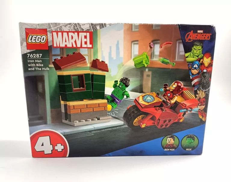 ZESTAW KLOCKÓW LEGO MARVEL 4+ IRON MAN Z MOTOCYKLEM THE HULK 76287