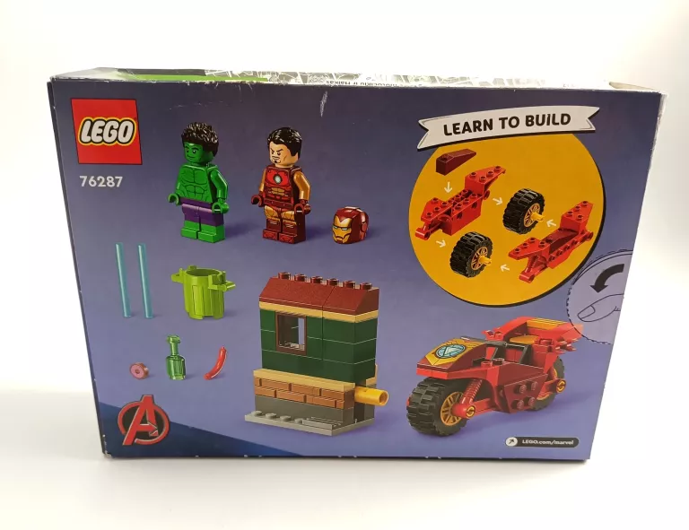 ZESTAW KLOCKÓW LEGO MARVEL 4+ IRON MAN Z MOTOCYKLEM THE HULK 76287