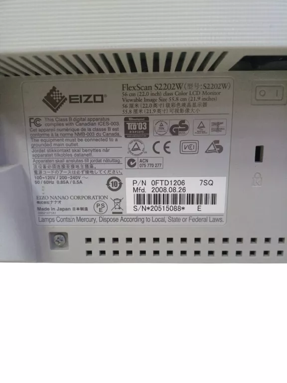 MONITOR EIZO FLEXSCAN S2202W