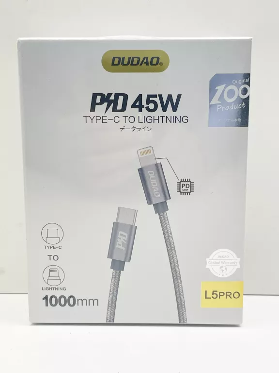 KABEL DUDAO USB TYP C - APPLE LIGHTNING 1 M SZARY