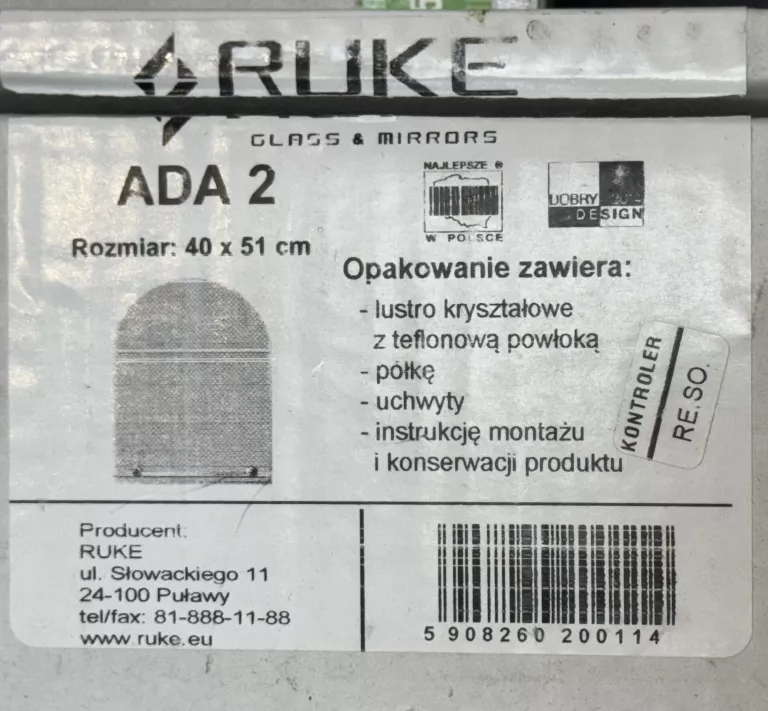 LUSTRO TRADYCYJNE ADA 2 40 X 51 CM RUKE / KPL PUD / EAN: 5908260200114