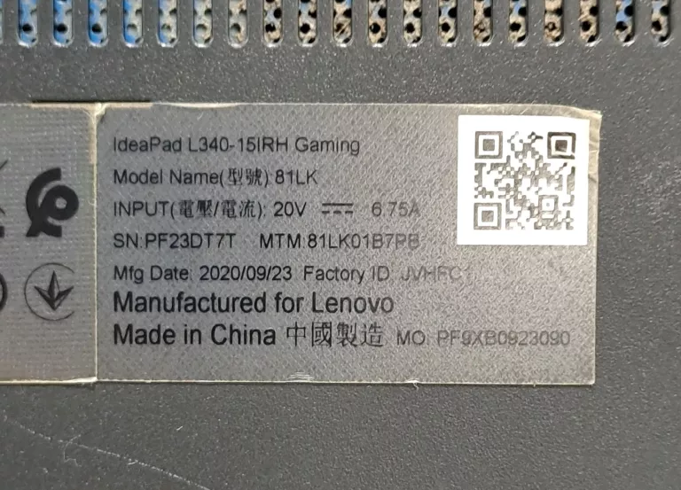 LAPTOP LENOVO IDEA PAD L340/I5/16GB/SSD/256GB/ WIN11HOME/GTX1050