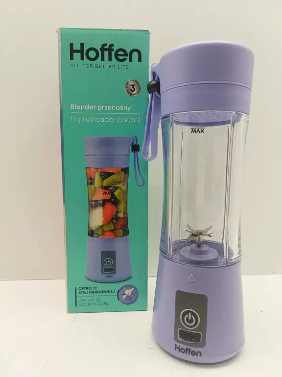 HOFFEN BLENDER PRZENOŚNY TURYSTYCZNY AKUMULATOROWY FIOLETOWY 60W 300 ML