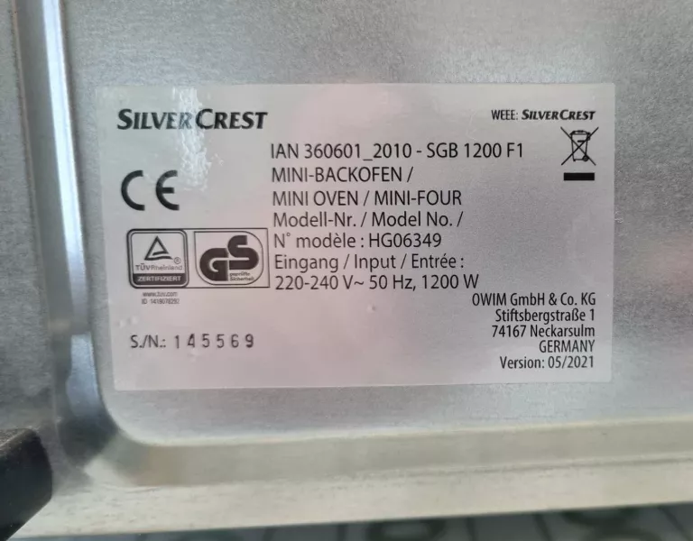 PIEKARNIK SILVERCREST HG06349