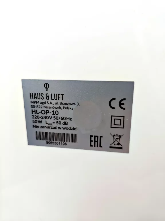 OCZYSZCZACZ POWIETRZA HAUS & LUFT HL-OP-10 GŁOŚNO CHODZI NA DRUGIM BIEGU