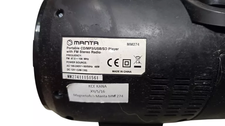BOOMBOX RADIOODTWARZACZ MANTA MM274