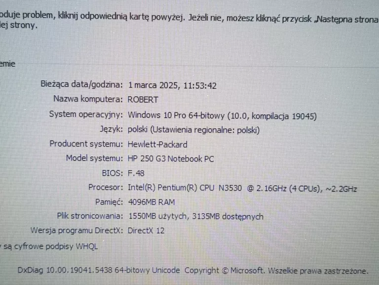 LAPTOP HP 250 G3 N3530 120GB