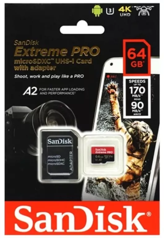 KARTA PAMIĘCI SANDISK EXTREME PRO MICROSDXC 64GB 4K