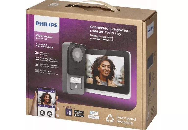 PHILIPS WELCOMEEYE CONNECT 3 ZESTAW WIDEODOMOFONOWY 2-ŻYŁ WI-FI DOTYKOWY