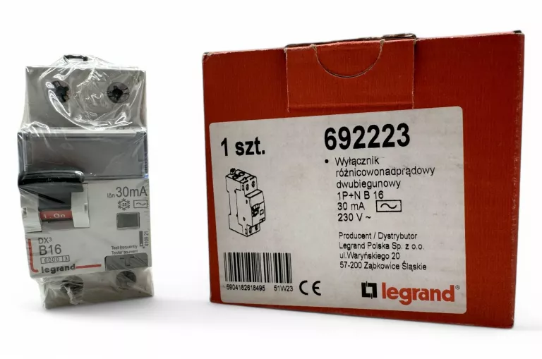 LEGRAND WYŁĄCZNIK RÓŻNICOWO-NADPRĄDOWY B16 692223