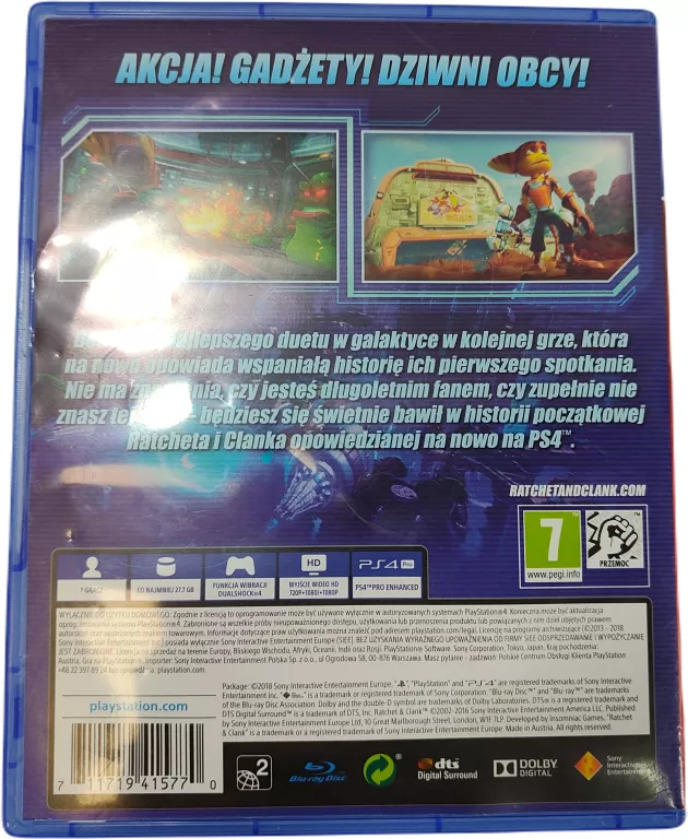 GRA NA KONSOLE RATCHET & CLANK SONY PLAYSTATION 4 (PS4) POLSKA WERSJA