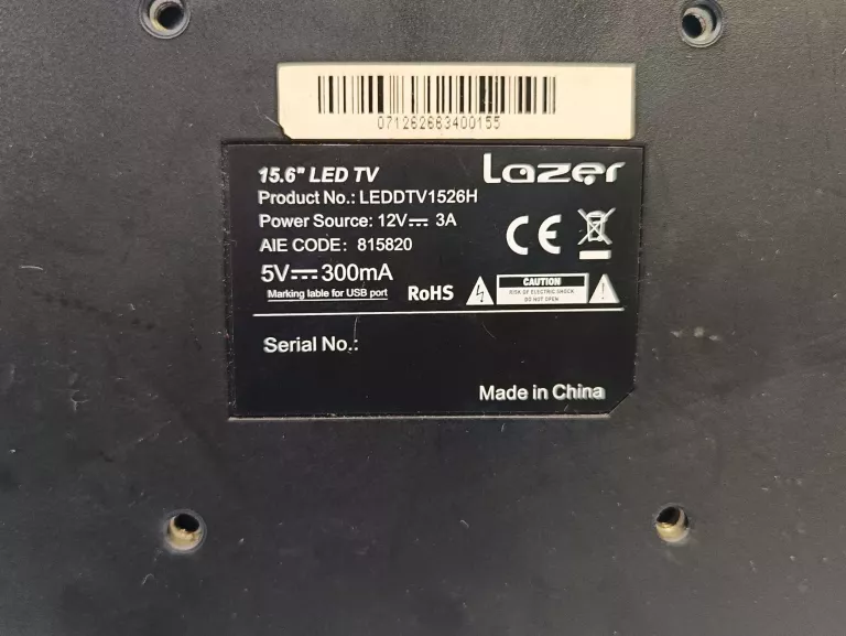 TELEWIZOR LAZER LEDDTV1526H
15,6'' 5,0V HDMI +PILOT