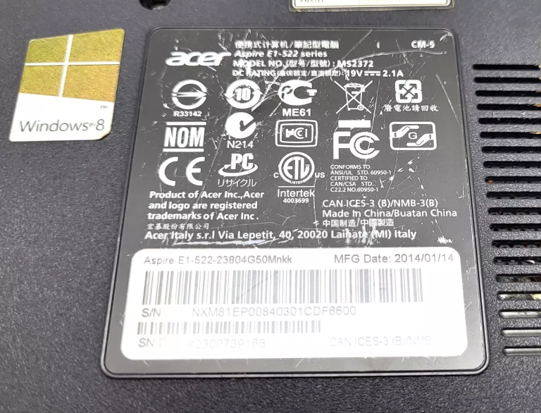 LAPTOP  ACER ASPIRE E1-522