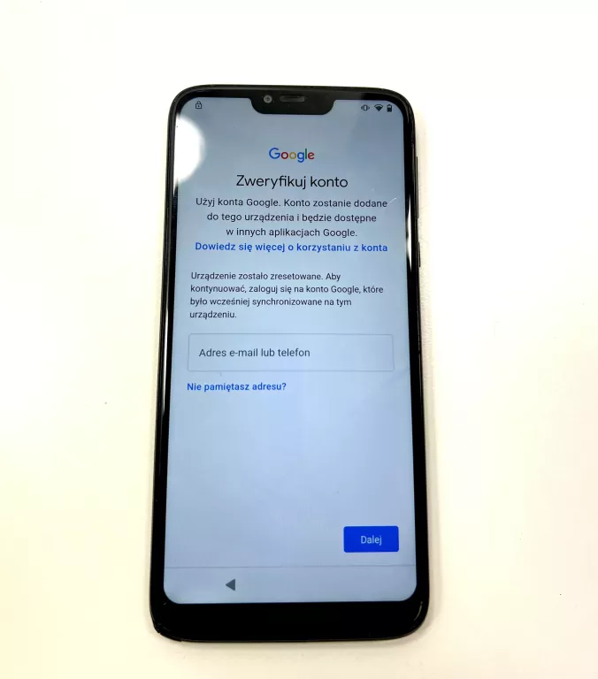 MOTOROLA MOTO G7 POWER XT1955 KONTO GOOGLE