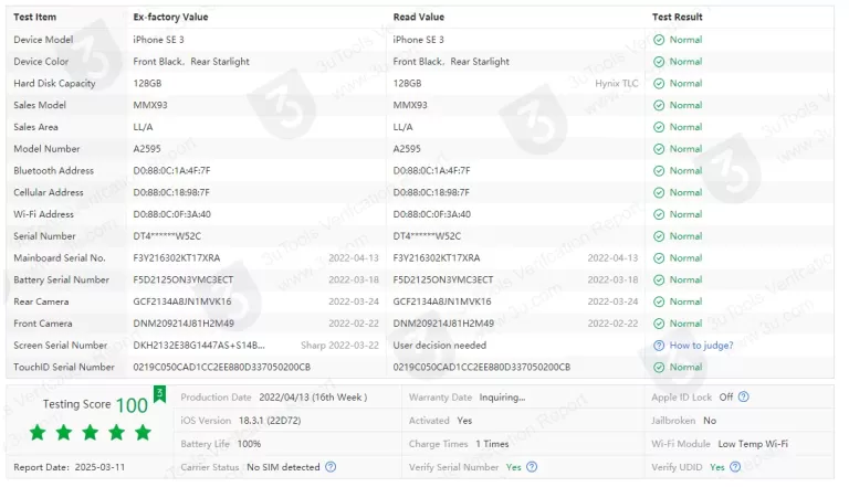 telefon-apple-iphone-se-3-gen-2022-47-128-gb-bat100-bialy-pojemnosc-akumulatora-2018