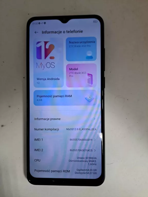 TELEFON ZTE BLADE 53 PRO 4+3/64GB KOMPLET