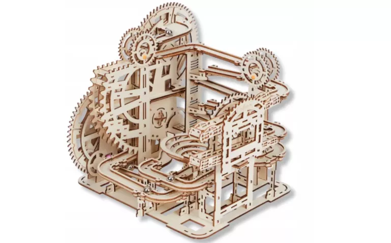 MARBLE RUN WCIĄGNIK STOPNIOWY TOR KULKOWY DREWNIANY PUZZLE 3D DIY