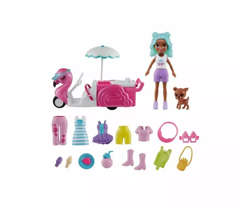 POLLY POCKET FLAMING WÓZEK Z PRZEKĄSKAMI MATTEL HWP24