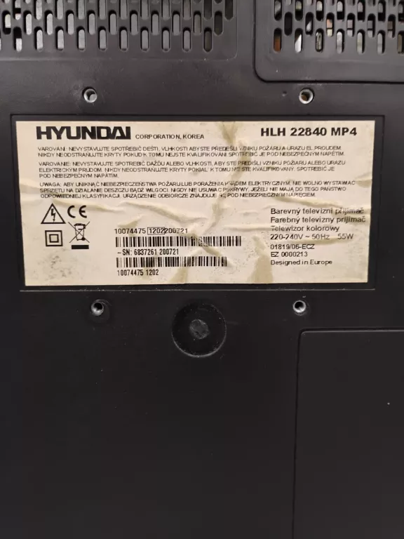 TELEWIZOR HYUNDAI HLH-22840 + PILOT BRAK PODSTAWY