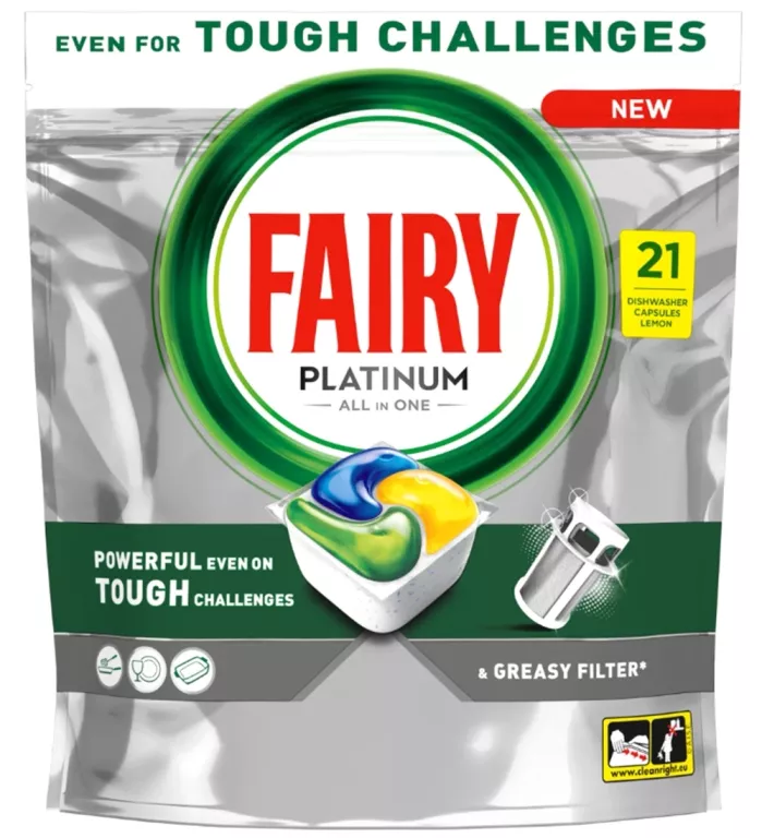 FAIRY PLATINUM CYTRYNA KAPSUŁKI DO ZMYWARKI ALL IN ONE, 21 TABLETEK