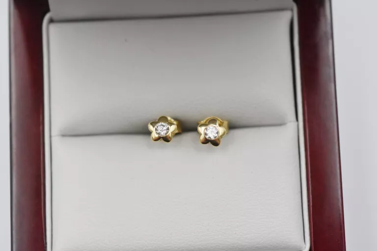 ZŁOTE KOLCZYKI Z CYRKONIAMI - 14K 585 - 0,78G SZTYFT
