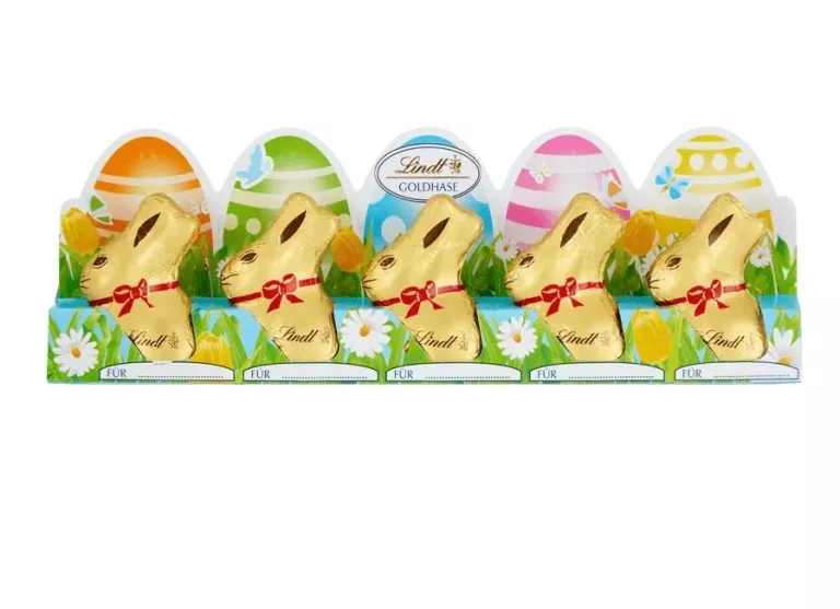 LINDT WIELKANOCNE MINI ZAJĄCZKI Z CZEKOLADY MLECZNEJ 5X10G NA WIELKANOC