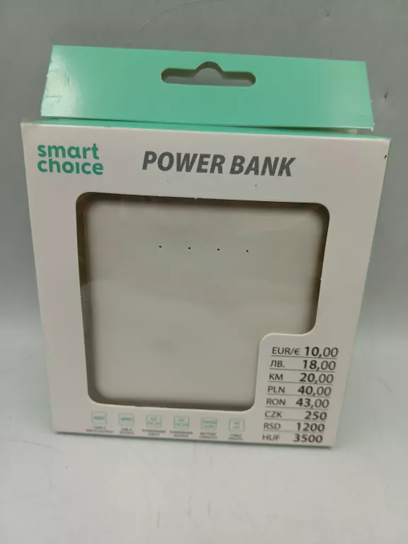 POWERBANK SMART CHOICE 10000MAH BIAŁY