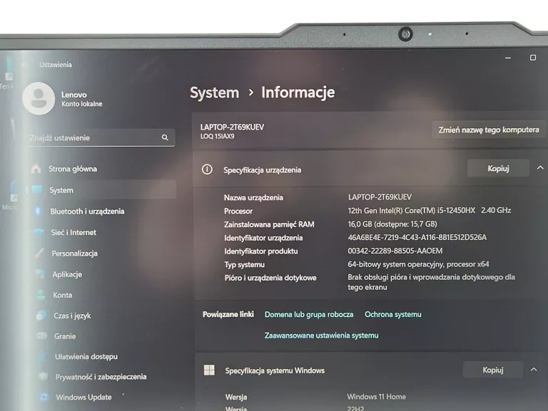 LAPTOP IBM, LENOVO LOQ 15IAX9 I5 16/512