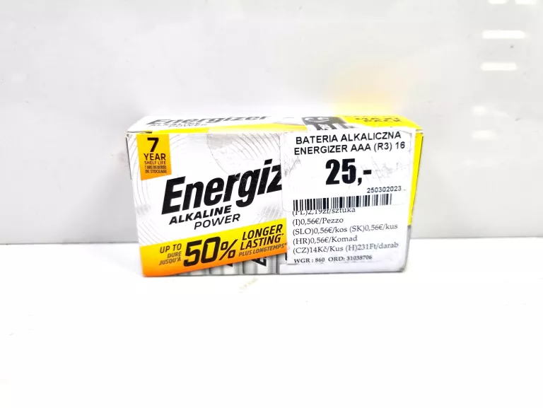 BATERIA ALKALICZNA ENERGIZER AAA (R3) 16 SZT.