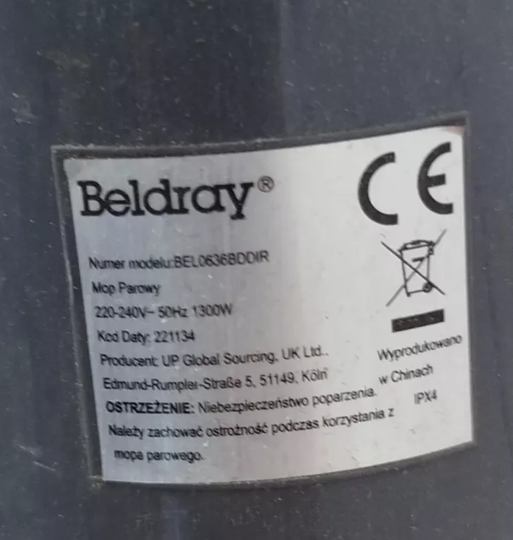 MOP PAROWY BELDRAY BEL0636BDDIR 1300W