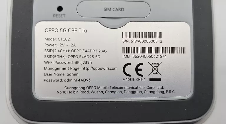 ROUTER OPPO 5G CPE T1A ZASILACZ