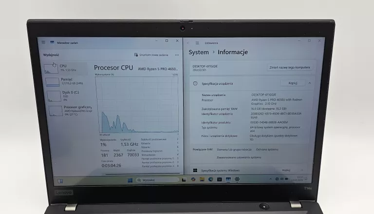 LENOVO THINKPAD T14S GEN 1 AMD RYZEN 5 PRO 16GB RAM 256GBSSD WIN11PRO