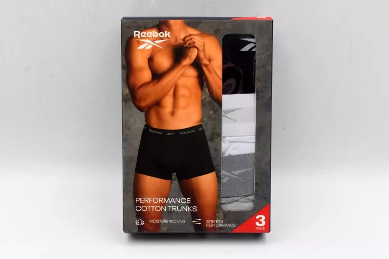 BOKSERKI MĘSKIE BIELIZNA MAJTKI CZARNE REEBOK 3PACK