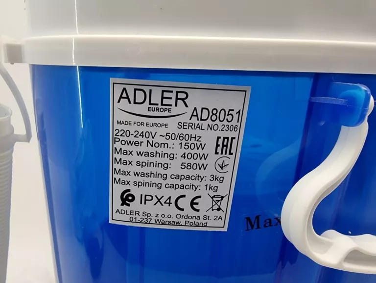 ADLER AD 8051 PRALKO-WIRÓWKA TURYSTYCZNA