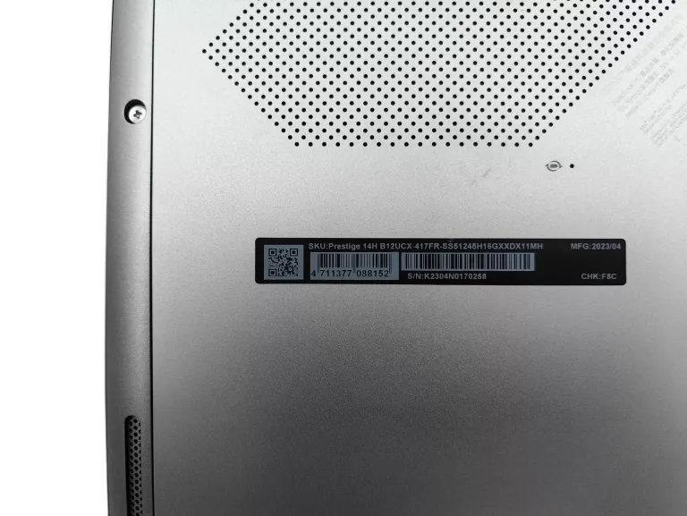 LAPTOP MSI PRESTIGE 14H B12UCX 14" IPS I5-12450H 16GB 512GB RTX2050 AZERTY