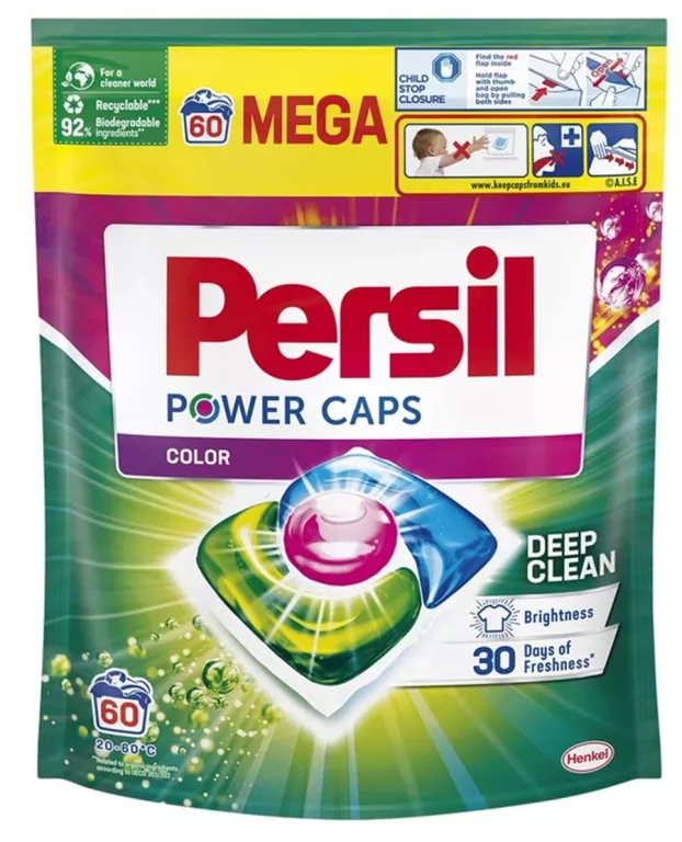 PERSIL POWER CAPS COLOR DEEP CLEAN KAPSUŁKI DO PRANIA 60 SZT