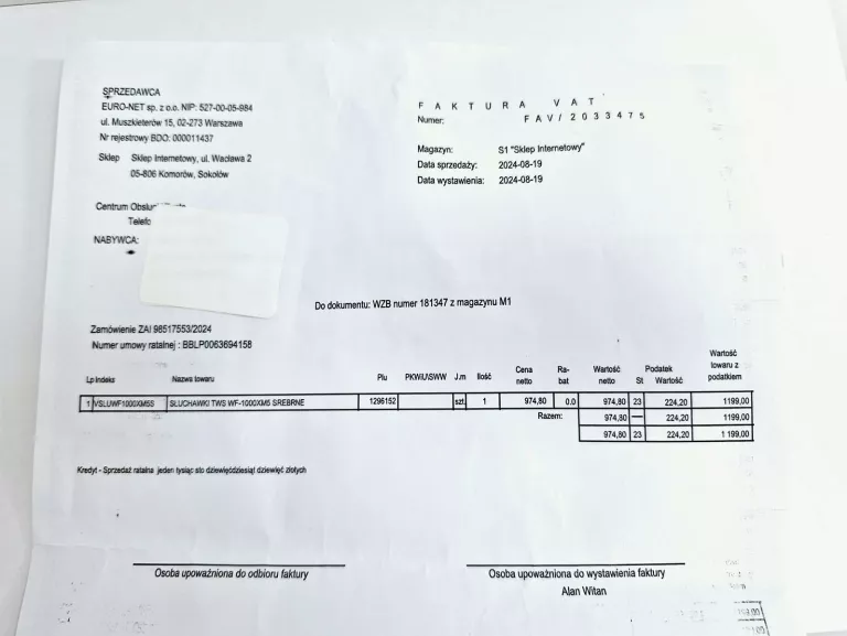 SŁUCHAWKI DOKANAŁOWE SONY WF1000XM5 SREBRNE #GWARANCJA