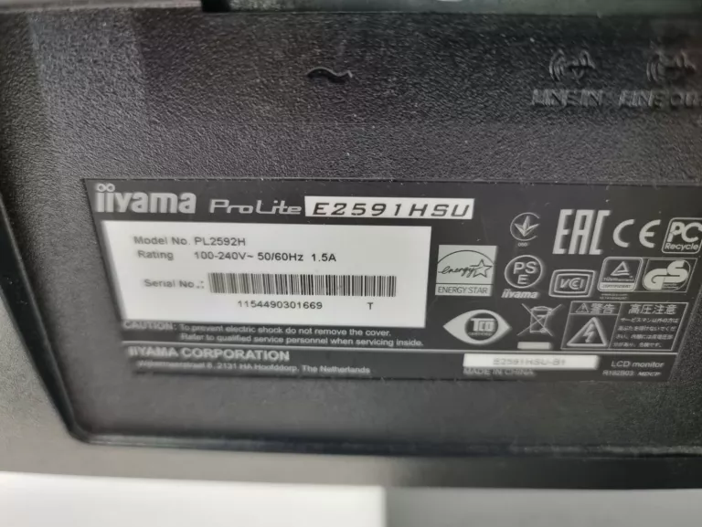 MONITOR IIYAMA 24 PROLITE CZARNY E2591HSU