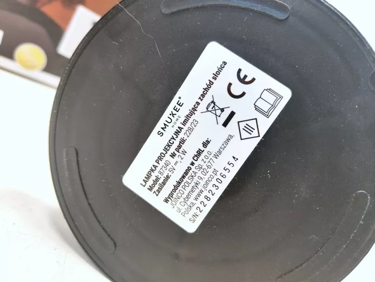 LAMPKA PROJEKCYJNA IMITUJĄCA ZACHÓD SŁOŃCA SMUKEE